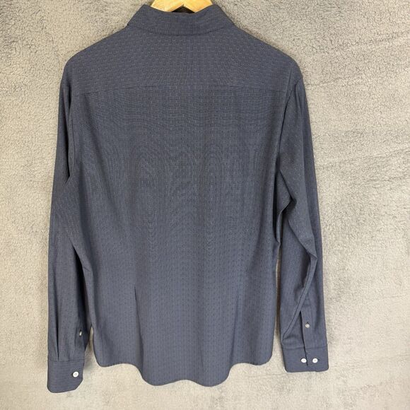 Mizzen Main Shirt Mens L Blue Button Up Long Sleeve Stretch Trim No Tuck Fit - Picture 7 of 8